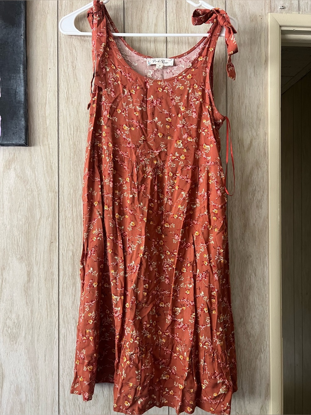 Pink Rose Floral Dress Size S